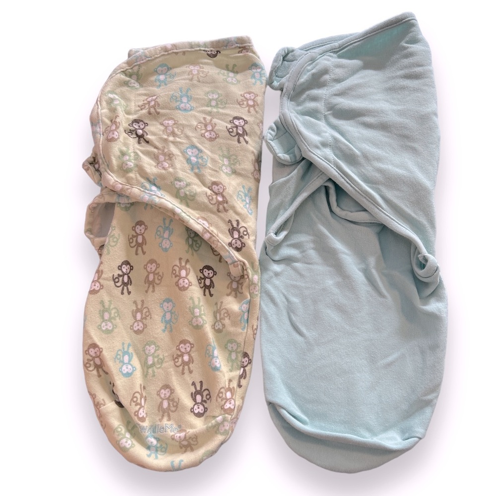 Summer Infant SwaddleMe - 2 Pack (Sm/Med, 7-14lbs.) Green, Blue, Monkeys (0-3M)